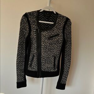 Rag & Bine Black & Gray Marled Zip-Front Moto Jacket